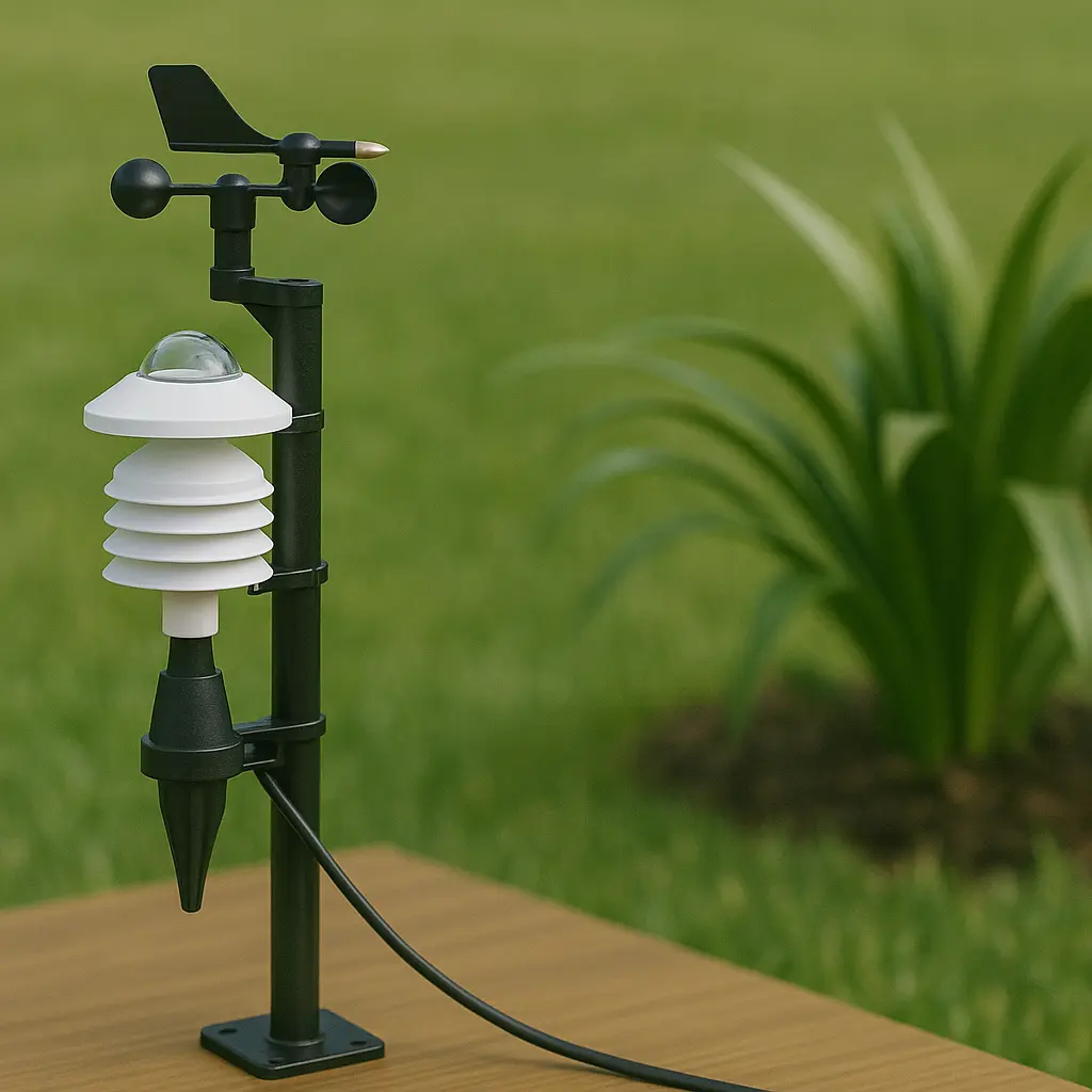 Stations météo avec capteurs spécifiques : rayonnement solaire, UV, humidité du sol…